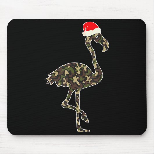 Flamingo Lover Christmas Santa Hat Camouflage Illu Mousepad (Vorne)