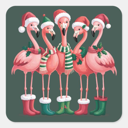 Flamingo Lover Geschenk Weihnachten Frohe Weihnach Quadratischer Aufkleber (Vorderseite)