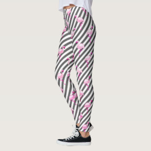 Flamingo Lover Pink Bird Diagonal Streifen Leggings