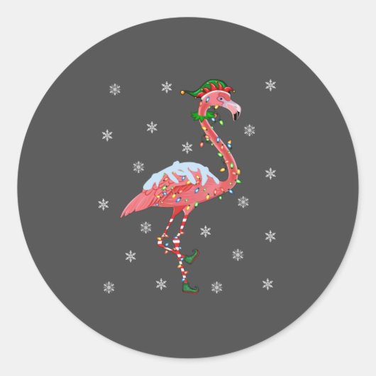 Flamingo Lover Xmas Gift Weihnachtsmannmütze Elf F Runder Aufkleber (Vorderseite)