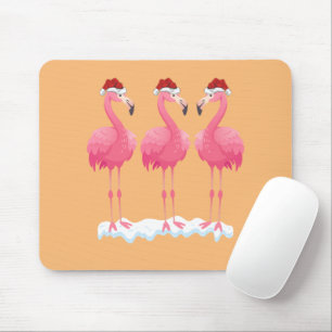 Flamingo Lover Xmas Lighting Santa Pink Flamingos Mousepad