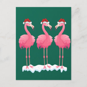 Flamingo Lover Xmas Lighting Santa Pink Flamingos Postkarte
