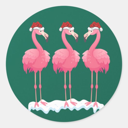 Flamingo Lover Xmas Lighting Santa Pink Flamingos Runder Aufkleber (Vorderseite)