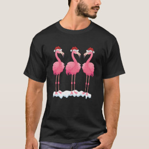 Flamingo Lover Xmas Lighting Santa Pink Flamingos T-Shirt