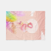Flamingo Lovers | Niedlicher Flamingo Bird mit Blä Fleecedecke (Vorderseite (Horizontal))