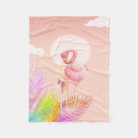 Flamingo Lovers | Niedlicher Flamingo Bird mit Blä Fleecedecke (Vorderseite)