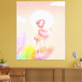 Flamingo Lovers | Niedlicher Flamingo Bird mit Blä Leinwanddruck (Insitu (Wohnzimmer))