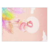 Flamingo Lovers | Niedlicher Flamingo Bird mit Blä Tischdecke (Vorderseite (Horizontal))