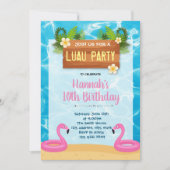 Flamingo luau Geburtstagsparty Einladung (Vorderseite)
