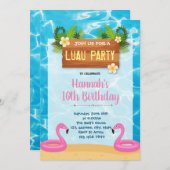 Flamingo luau Geburtstagsparty Einladung (Vorne/Hinten)