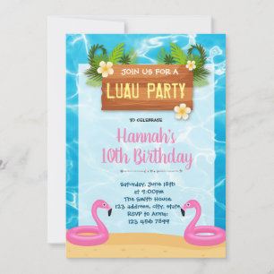 Flamingo luau Geburtstagsparty Einladung