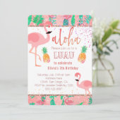 Flamingo Luau Party Einladung (Stehend Vorderseite)