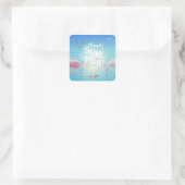 Flamingo, Magic Travel Tropical Sea Beach Trendy Quadratischer Aufkleber (Tasche)