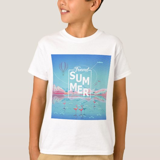 Flamingo, magische Reise, tropischer Seestrand, T-Shirt (Vorderseite)