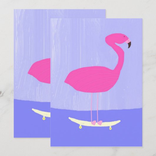 Flamingo Malkunst Einladung (Vorne/Hinten)