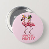 Flamingo Mardi Gras Party Goers Button (Vorne & Hinten)