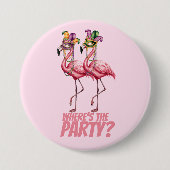 Flamingo Mardi Gras Party Goers Button (Vorderseite)