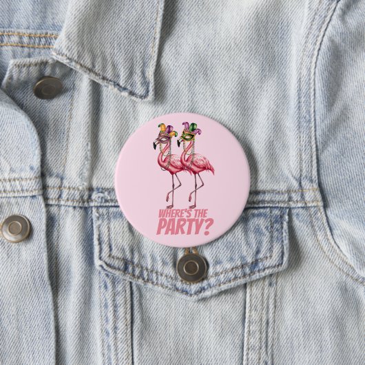 Flamingo Mardi Gras Party Goers Button (Beispiel)