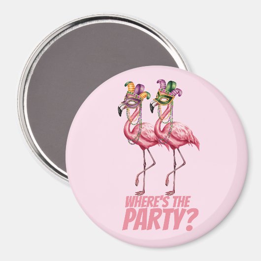 Flamingo Mardi Gras Party Goers Magnet (Vorderseite/Rückseite)