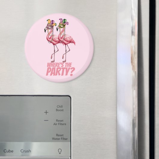 Flamingo Mardi Gras Party Goers Magnet (In Situ (Kühlschrank))
