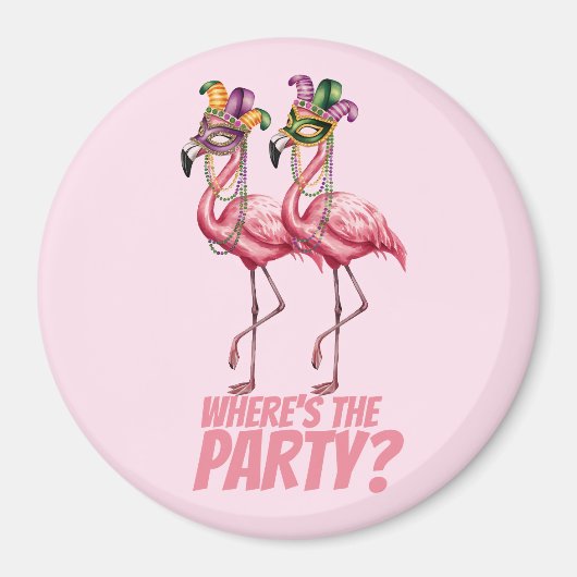 Flamingo Mardi Gras Party Goers Magnet (Vorne)