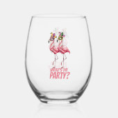 Flamingo Mardi Gras Party Goers Weinglas Ohne Stiel (Rückseite)