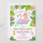 Flamingo & Mermaid Pool Party Einladung tropisch (Vorderseite)