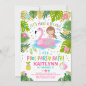 Flamingo & Mermaid Pool Party Einladung tropisch (Vorderseite)