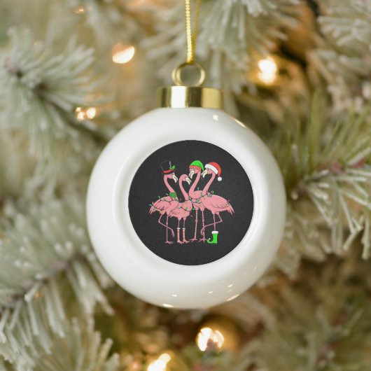 Flamingo Merry Christmas Funny Flamingo Lover Gesc Keramik Kugel-Ornament (Baum)