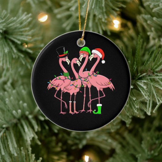 Flamingo Merry Christmas Funny Flamingo Lover Gesc Keramik Ornament (Baum)