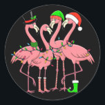 Flamingo Merry Christmas Funny Flamingo Lover Gesc Runder Aufkleber<br><div class="desc">Flamingo Merry Christmas Funny Flamingo Lover Geschenk</div>