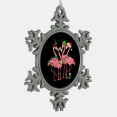 Flamingo Merry Christmas Funny Flamingo Lover Gesc Schneeflocken Zinn-Ornament (Links)