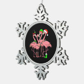 Flamingo Merry Christmas Funny Flamingo Lover Gesc Schneeflocken Zinn-Ornament (Rechts)