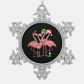 Flamingo Merry Christmas Funny Flamingo Lover Gesc Schneeflocken Zinn-Ornament (Vorderseite)