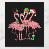 Flamingo Merry Christmas Funny Flamingo Lover Gesc Weinetikett (Einzelnes Label)
