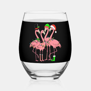 Flamingo Merry Christmas Funny Flamingo Lover Gesc Weinglas Ohne Stiel