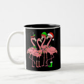 Flamingo Merry Christmas Funny Flamingo Lover Gesc Zweifarbige Tasse (Links)