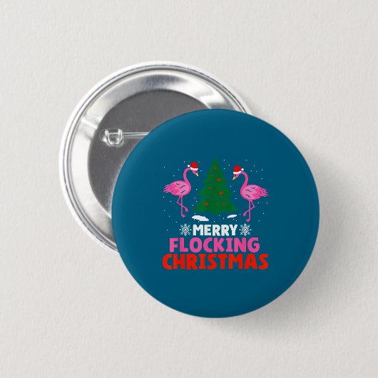 Flamingo Merry Flocking Christmas Funny Xmas Men W Button (Vorne & Hinten)