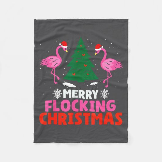 Flamingo Merry Flocking Christmas Funny Xmas Men W Fleecedecke (Vorderseite)