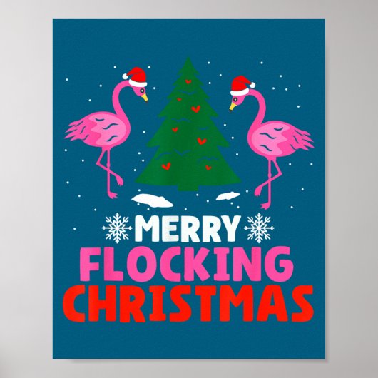 Flamingo Merry Flocking Christmas Funny Xmas Men W Poster (Vorne)