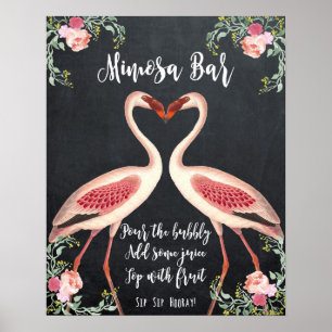 Flamingo Mimosa Bar Wedding Sign Chalkboard Poster