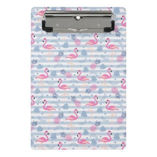 Flamingo Mini Clipboard - Rosa & Blau Klemmbrett (Vorderseite)