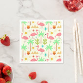 Flamingo mit Bäumen im Stil der Mitte des Jahrhund Serviette (Beispiel)