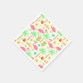 Flamingo mit Bäumen im Stil der Mitte des Jahrhund Serviette (Ecke)