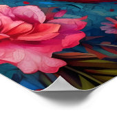 Flamingo mit Blume Poster (Ecke)