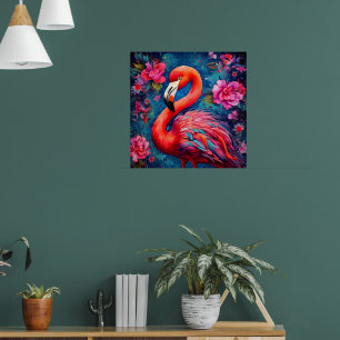 Flamingo mit Blume Poster