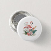 Flamingo mit Blumen Button (Vorne & Hinten)