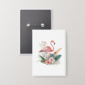Flamingo mit Blumen Button (Vorderseite/Rückseite)