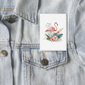 Flamingo mit Blumen Button (Insitu)
