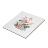 Flamingo mit Blumen Fliese (Seite)